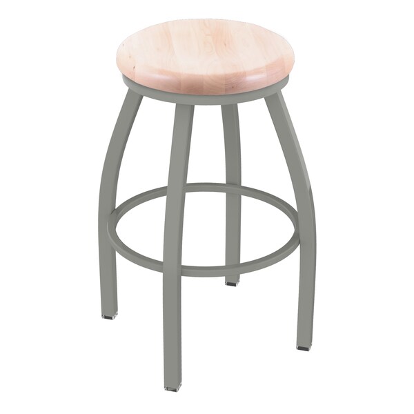 36" Swivel X-Tall Bar Stool, Nickel Finish, Nat Maple Seat